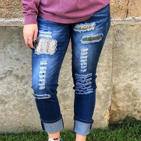 L&B Sequin Patch Jeans