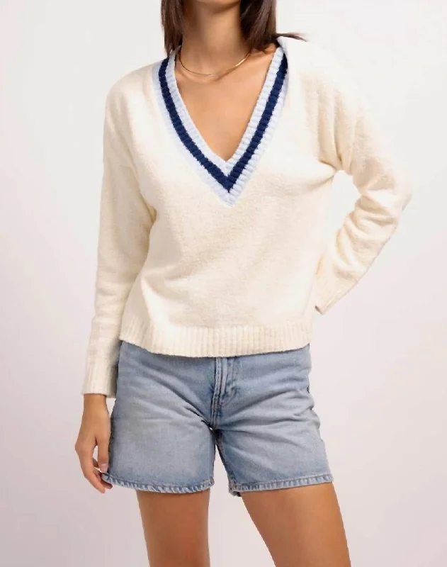 Bianca V Neck Sweater In White