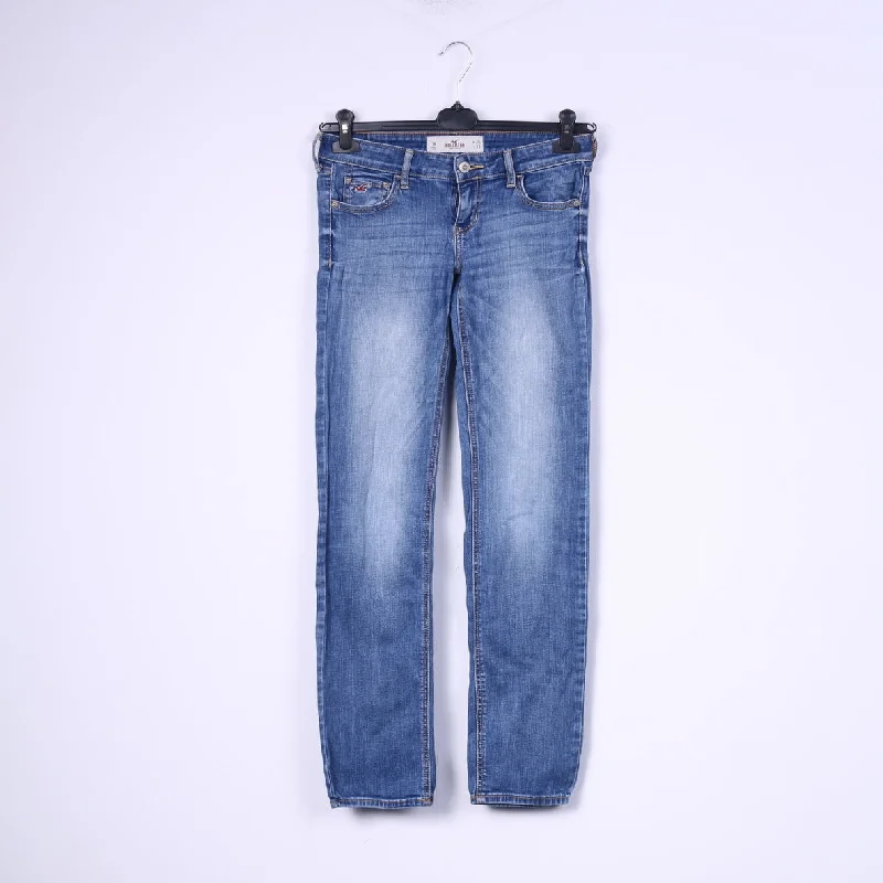 Hollister Women 26 Jeans Trousers Blue Denim Cotton Long Classic Pants