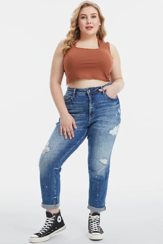 Urban Chic BAYEAS Full Size High Waist Distressed Paint Splatter Pattern Jeans