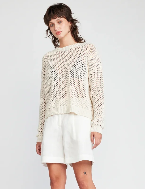 Alanna Fishnet Sweater, Almond