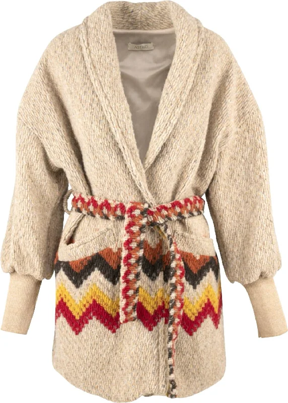 Women's Bonaroo Belted Cardigan In Beige Combo