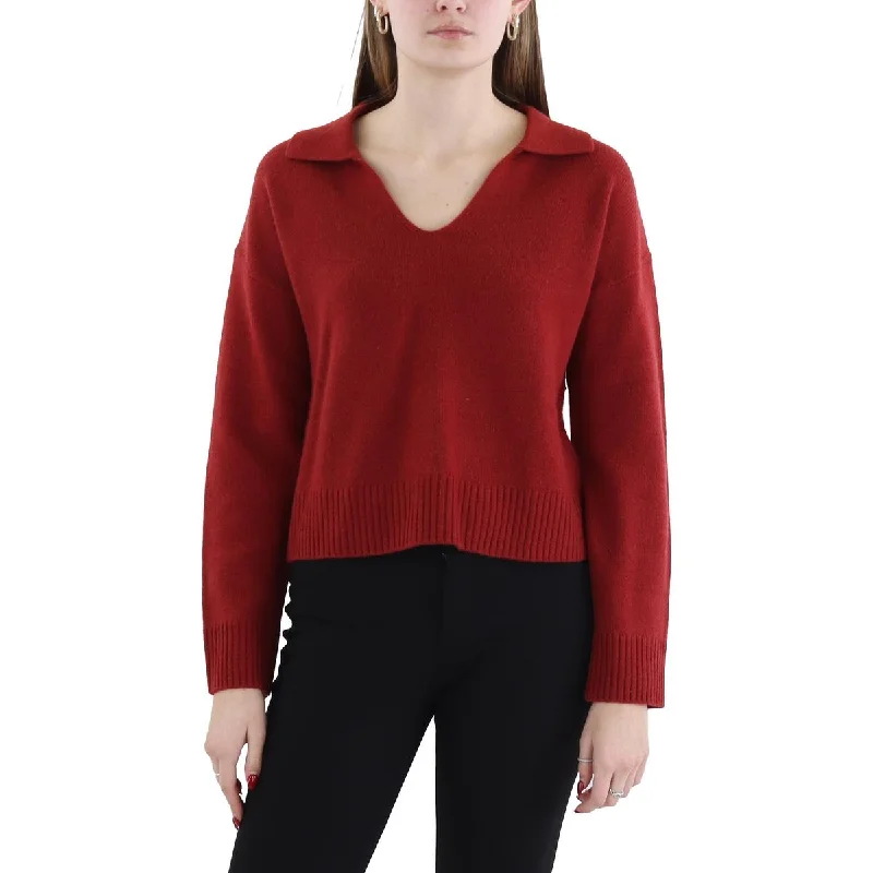 Womens Ribbed Trim  Wool Pullover Sweater