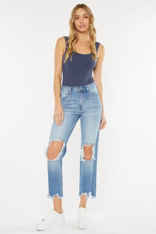Trendy Dresses Kancan The High-Rise Chewed Up Mom Jean