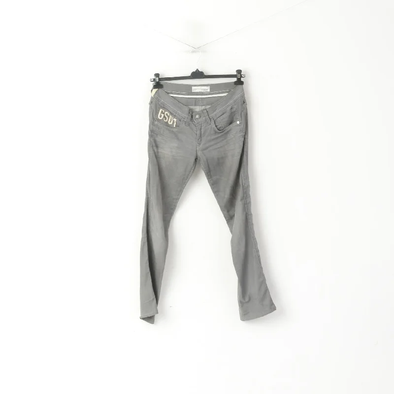 G-Star Raw Women 30 Jeans Trousers Gray Cotton Saville Straight Pants