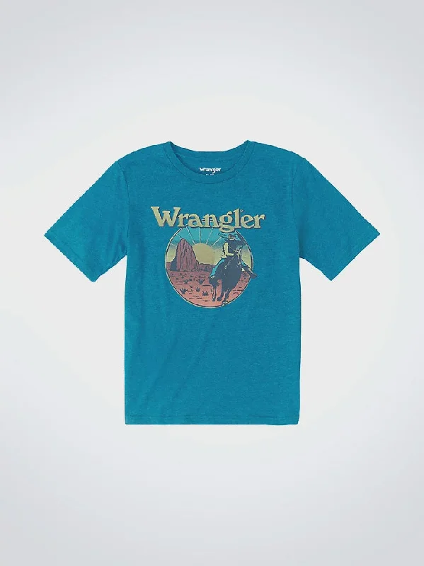 BOYS WRANGLER BRONCO DESERT BLUE TSHIRT