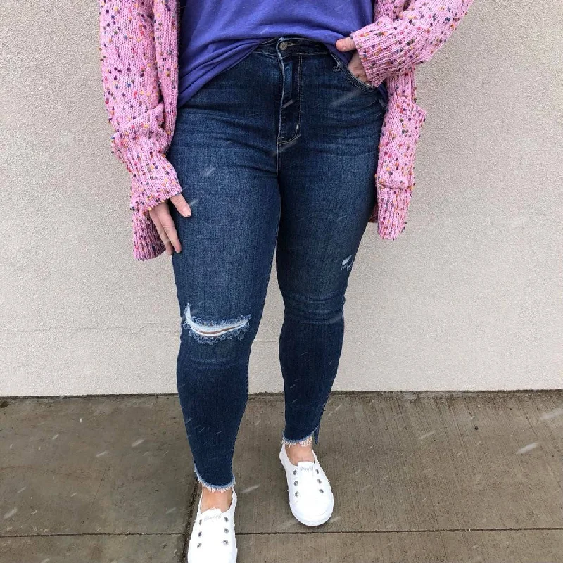 Soft Knitwear Cara Judy Blue Slanted Fray Hem