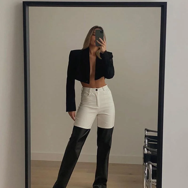 Cozy Apparel High Waist Leather Women Jeans