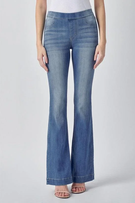 Pull On Jean Medium Wash Flares - 33"