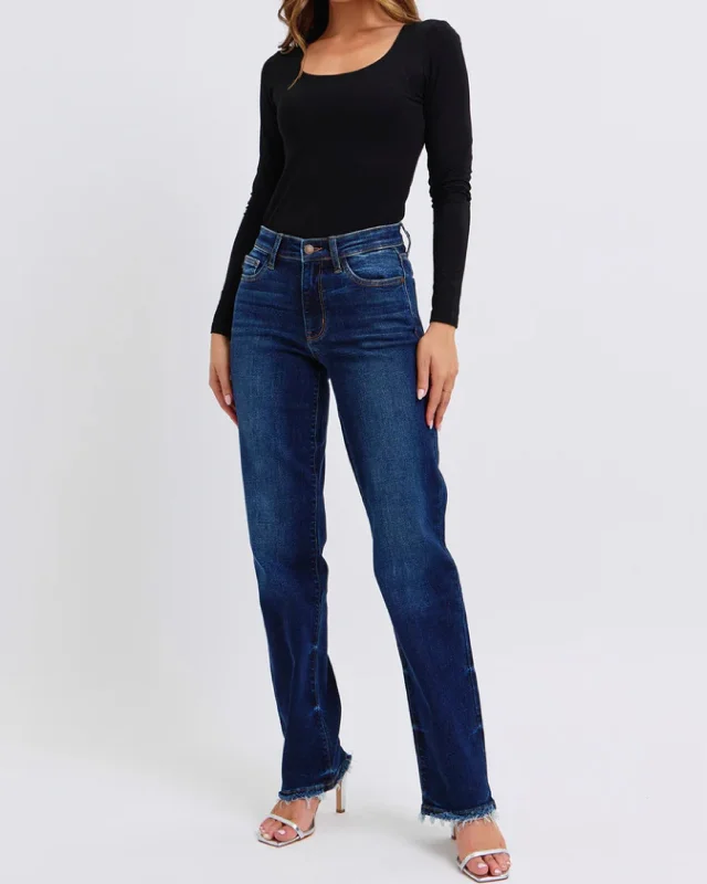 Annabella Mid Rise Straight Leg Jean