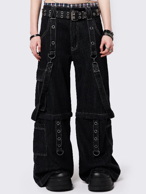 Trek Black Wide Leg Cargo Jeans