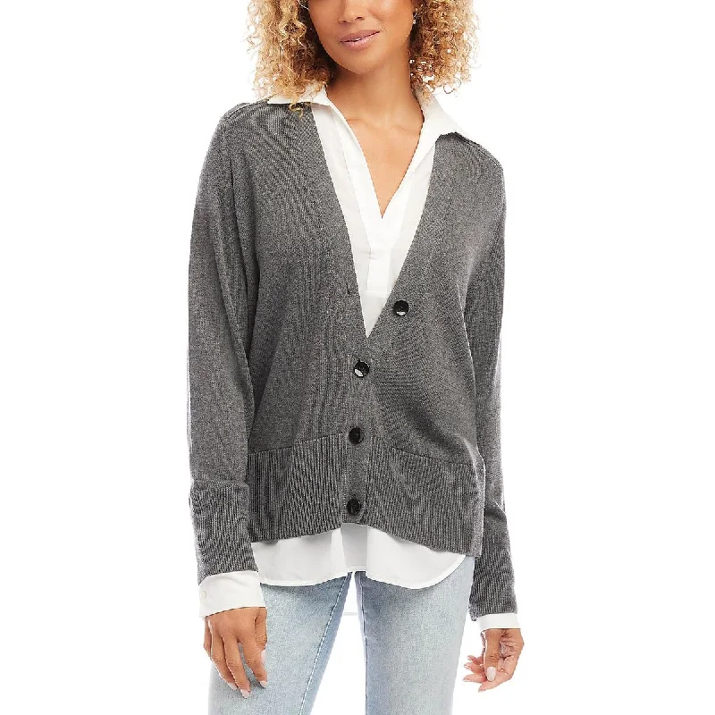 Layered Sweater Womens Layered Viscose Button-Up