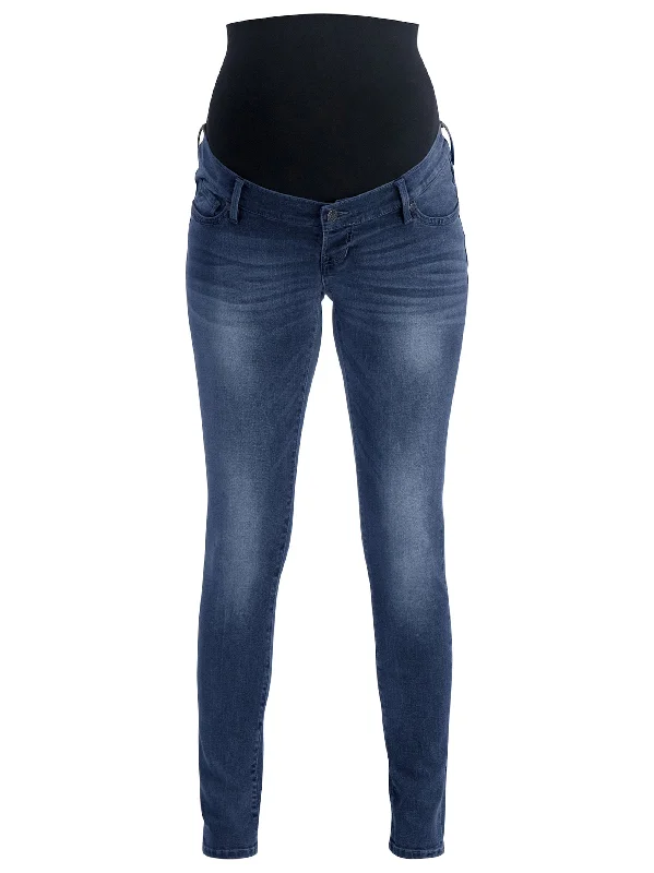 Women's Washed Maternity Jeans,Dark Blue